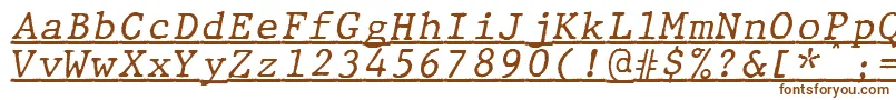 Шрифт JMH Typewriter mono Italic Under – коричневые шрифты на белом фоне