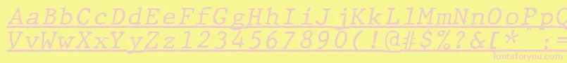 JMH Typewriter mono Italic Under Font – Pink Fonts on Yellow Background