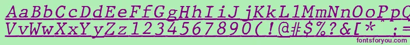 JMH Typewriter mono Italic Under Font – Purple Fonts on Green Background