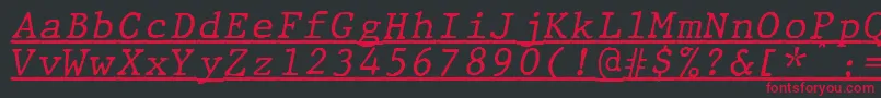 フォントJMH Typewriter mono Italic Under – 黒い背景に赤い文字