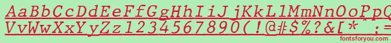 JMH Typewriter mono Italic Under Font – Red Fonts on Green Background