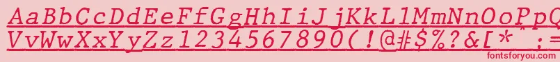 JMH Typewriter mono Italic Under Font – Red Fonts on Pink Background