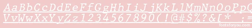 Fonte JMH Typewriter mono Italic Under – fontes brancas em um fundo rosa