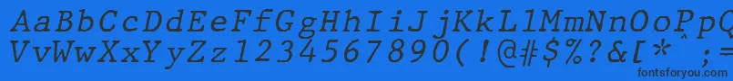 Подробнее о шрифте JMH Typewriter mono Italic Шрифт JMH Typewriter mono Italic – чёрные шрифты на синем фоне