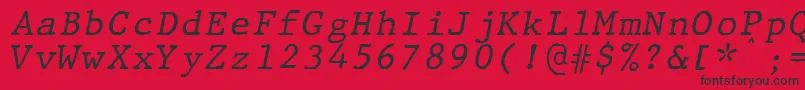 Fonte JMH Typewriter mono Italic – fontes pretas em um fundo vermelho