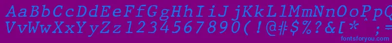 Шрифт JMH Typewriter mono Italic – синие шрифты на фиолетовом фоне