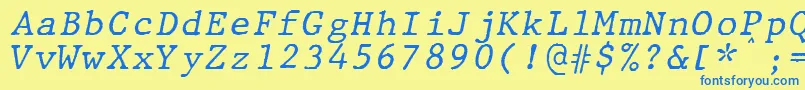 Шрифт JMH Typewriter mono Italic – синие шрифты на жёлтом фоне