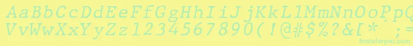 フォントJMH Typewriter mono Italic – 黄色い背景に緑の文字