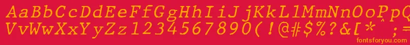 Police JMH Typewriter mono Italic – polices orange sur fond rouge