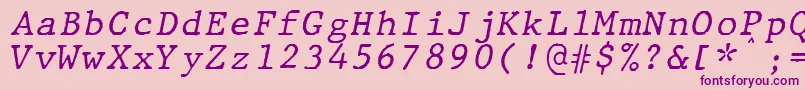 Fonte JMH Typewriter mono Italic – fontes roxas em um fundo rosa