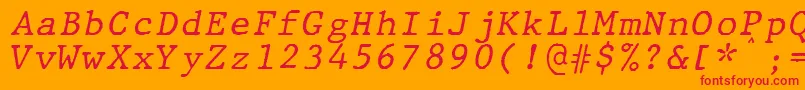 フォントJMH Typewriter mono Italic – オレンジの背景に赤い文字