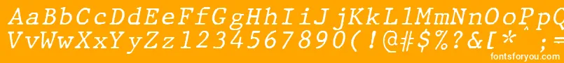 Fonte JMH Typewriter mono Italic – fontes brancas em um fundo laranja