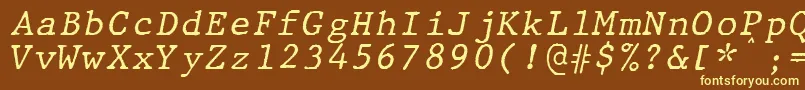 Więcej informacji o czcionce JMH Typewriter mono Italic Czcionka JMH Typewriter mono Italic – żółte czcionki na brązowym tle
