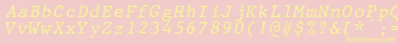 JMH Typewriter mono Italic-Schriftart – Gelbe Schriften auf rosa Hintergrund