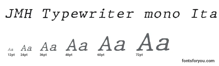 Размеры шрифта JMH Typewriter mono Italic