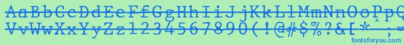 Fonte JMH Typewriter mono Over – fontes azuis em um fundo verde