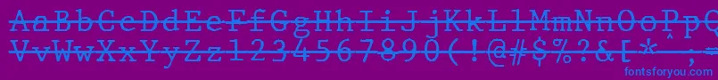 Fonte JMH Typewriter mono Over – fontes azuis em um fundo violeta