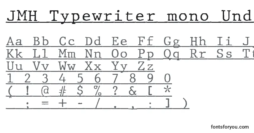 A fonte JMH Typewriter mono Under – alfabeto, números, caracteres especiais