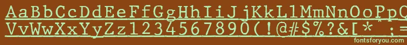 JMH Typewriter mono Under-fontti – vihreät fontit ruskealla taustalla