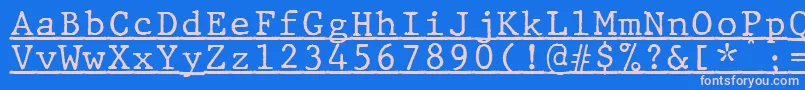Czcionka JMH Typewriter mono Under – różowe czcionki na niebieskim tle