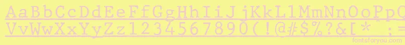 フォントJMH Typewriter mono Under – ピンクのフォント、黄色の背景