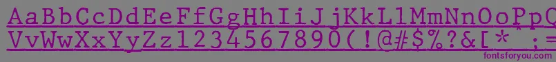 フォントJMH Typewriter mono Under – 紫色のフォント、灰色の背景