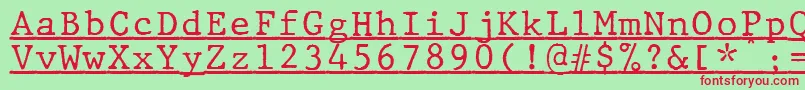 JMH Typewriter mono Under-fontti – punaiset fontit vihreällä taustalla
