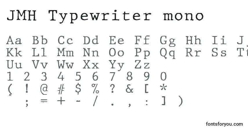 Шрифт JMH Typewriter mono – алфавит, цифры, специальные символы