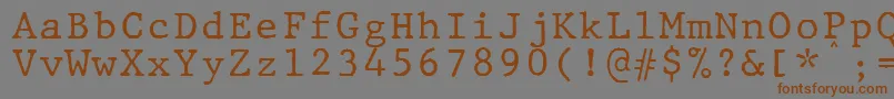 フォントJMH Typewriter mono – 茶色の文字が灰色の背景にあります。
