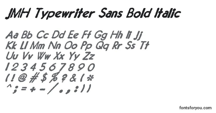 A fonte JMH Typewriter Sans Bold Italic – alfabeto, números, caracteres especiais