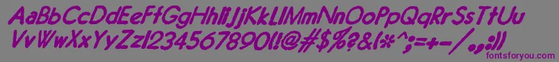 フォントJMH Typewriter Sans Bold Italic – 紫色のフォント、灰色の背景