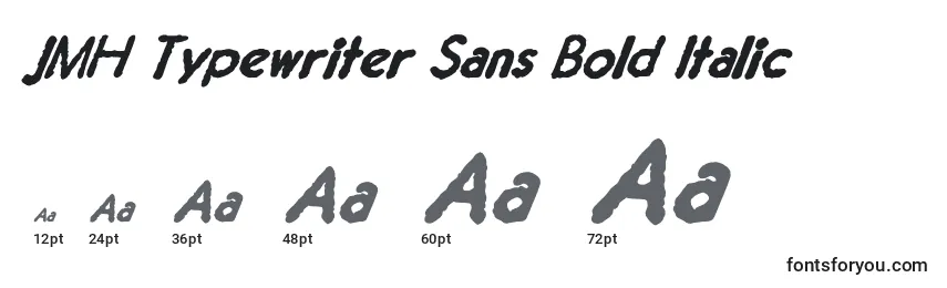 Tamaños de fuente JMH Typewriter Sans Bold Italic (130987)