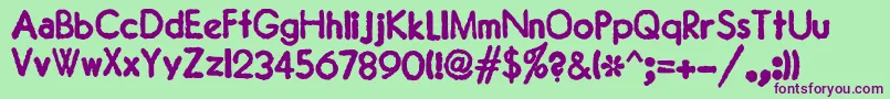 フォントJMH Typewriter Sans Bold – 緑の背景に紫のフォント