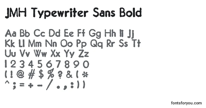 Schriftart JMH Typewriter Sans Bold (130989) – Alphabet, Zahlen, spezielle Symbole