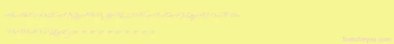 Signaritaannedemo-Schriftart – Rosa Schriften auf gelbem Hintergrund