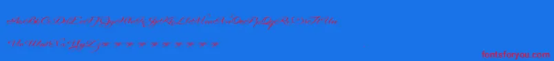 Signaritaannedemo-Schriftart – Rote Schriften auf blauem Hintergrund