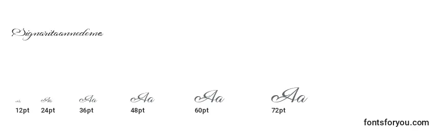 Größen der Schriftart Signaritaannedemo