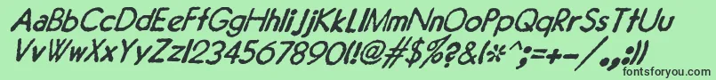 フォントJMH Typewriter Sans Italic – 緑の背景に黒い文字