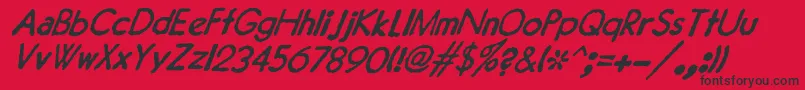 フォントJMH Typewriter Sans Italic – 赤い背景に黒い文字