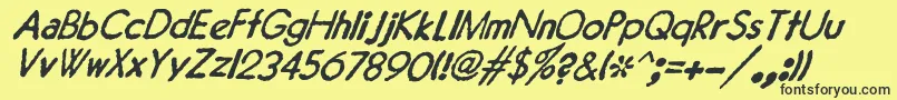 Шрифт JMH Typewriter Sans Italic – чёрные шрифты на жёлтом фоне