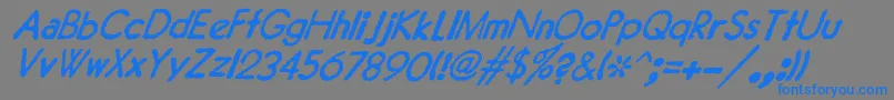 JMH Typewriter Sans Italic-Schriftart – Blaue Schriften auf grauem Hintergrund
