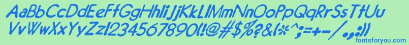 フォントJMH Typewriter Sans Italic – 青い文字は緑の背景です。