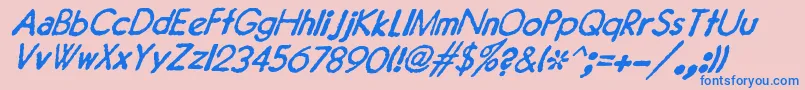 Police JMH Typewriter Sans Italic – polices bleues sur fond rose