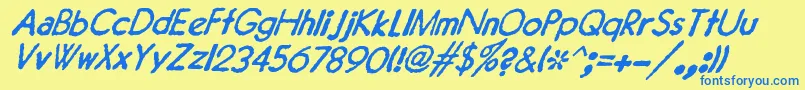 JMH Typewriter Sans Italic Font – Blue Fonts on Yellow Background