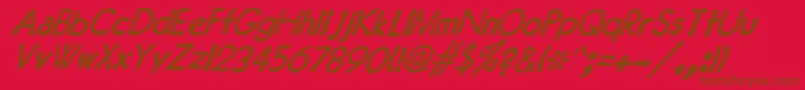 JMH Typewriter Sans Italic-fontti – ruskeat fontit punaisella taustalla