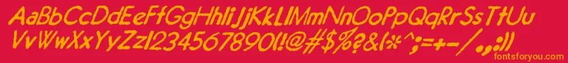 JMH Typewriter Sans Italic-fontti – oranssit fontit punaisella taustalla