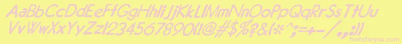 JMH Typewriter Sans Italic-Schriftart – Rosa Schriften auf gelbem Hintergrund