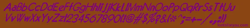 Police JMH Typewriter Sans Italic – polices violettes sur fond brun