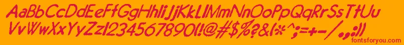 Шрифт JMH Typewriter Sans Italic – красные шрифты на оранжевом фоне