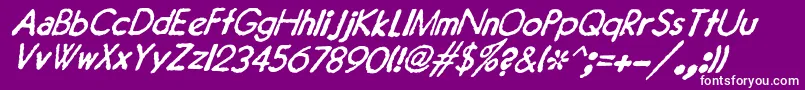 Czcionka JMH Typewriter Sans Italic – białe czcionki na fioletowym tle